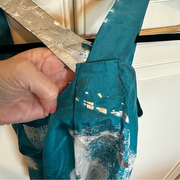 Chloe France Designer Women’s Silk Metallic Blouse Tank Aqua Fresh L7661 EU 36 4 - Picture 5 of 9